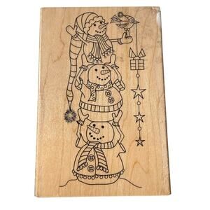 Hampton Art Outlines PS0754 3 Snowmen Snowman Tower Crafting Rubber Stamp